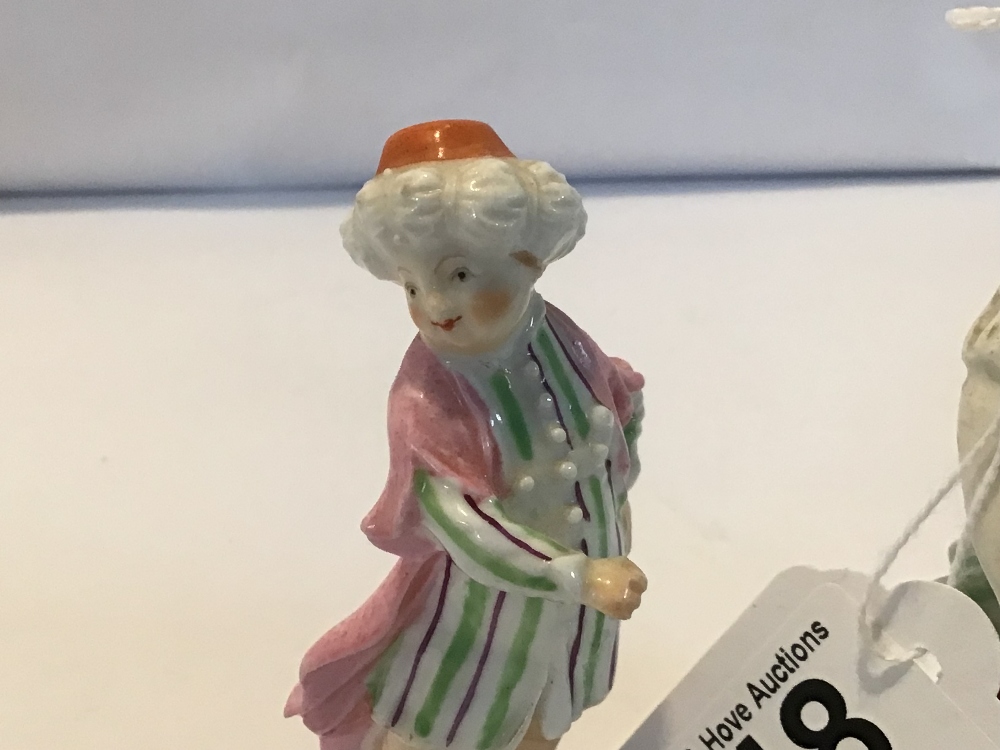 TWO SMALL 18TH CENTURY DERBY PORCELAIN FIGURES- YOUNG GIRL AND EASTERN BOY, THE LARGEST 12CM - Image 5 of 6