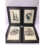 FOUR SIGNED PRINTS, TWO BY DANNY DENNIS ‘HERON’ AND ‘ORCAS’. ‘HAWK’ BY ALVIN ADKINS AND ‘EAGLE