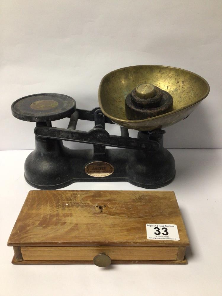 TWO SETS OF SCALES, SALTER WITH WEIGHTS