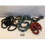 MIXED VINTAGE BEADED NECKLACES, SCOTTISH AGATE AND MORE