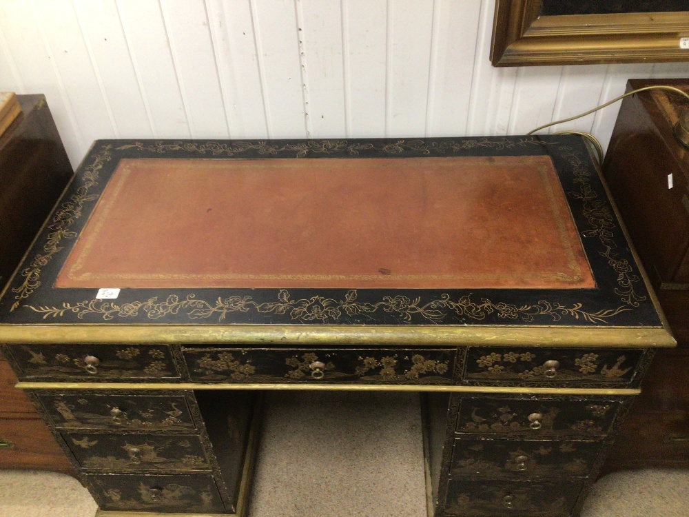 BLACK LACQUERED CHINOSIERE WRITING DESK - Image 3 of 9