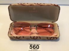 A PAIR OF ORIGINAL CHANEL SUNGLASSES WITH CASE