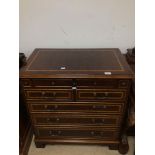 WALNUT CHEST OF DRAWERS WITH DECORATIVE INLAY, 85 X 79 X 47CM