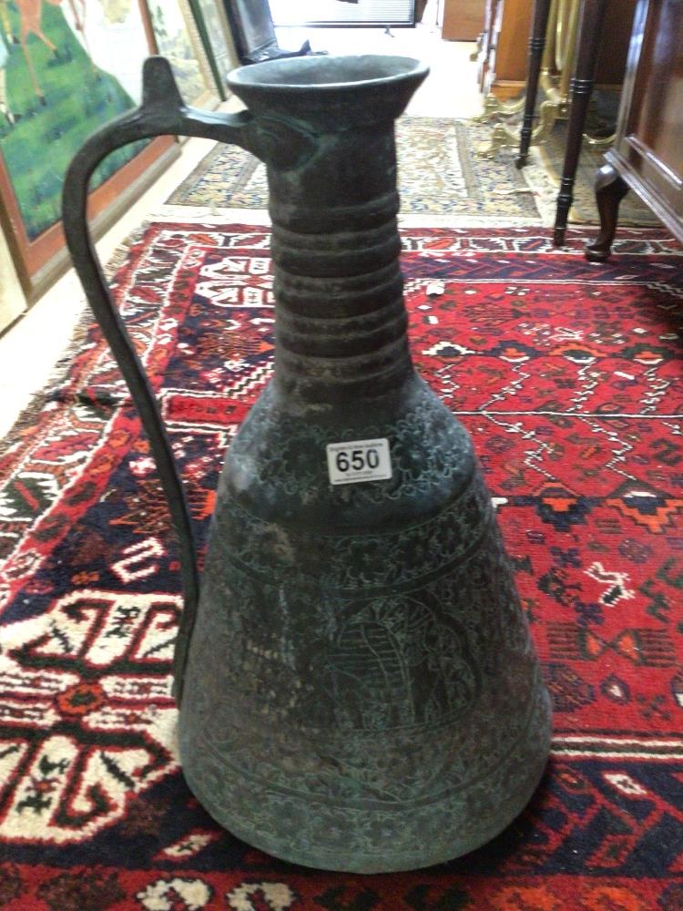 A LARGE COPPER TURKISH WATER JUG, 52CM