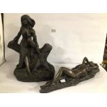TWO JOHN LETTS BRONZED SCULPTURES, THE LARGEST 36CM
