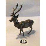 HALLMARKED SILVER MODEL OF A STAG, 14CM, 272 GRAMS