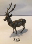 HALLMARKED SILVER MODEL OF A STAG, 14CM, 272 GRAMS