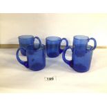 ERIC HOGLUND KOSTA BODA FIVE BLUE BEER GLASSES