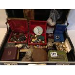 A BRIEFCASE OF VINTAGE COSTUME JEWELLERY