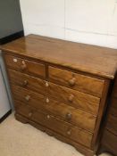 ANTIQUE TWO OVER THREE CHEST OF DRAWERS, 104 X 109 X 51CM