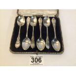 SET OF SIX HALLMARKED SILVER TEASPOONS WITH GOLF CLUB TERMINALS (CASED) 1932 JAMES DEAKIN AND SONS