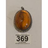 925 SILVER AND AMBER PENDANT
