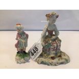 TWO SMALL 18TH CENTURY DERBY PORCELAIN FIGURES- YOUNG GIRL AND EASTERN BOY, THE LARGEST 12CM