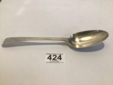 GEORGE II HALLMARKED SILVER BRIGHT CUT TABLESPOON 21.5CM 1736, 63GRAMS