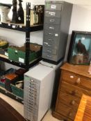 THREE VINTAGE FILING BISLEY AND TRIUMPH CABINETS, THE LARGEST 97 X 31 X 42CM