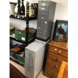THREE VINTAGE FILING BISLEY AND TRIUMPH CABINETS, THE LARGEST 97 X 31 X 42CM
