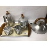 RETRO C.1960 PICQUOT WARE TEA AND COFFEE SET WITH TRAY