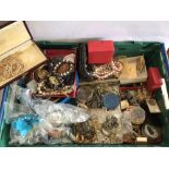 A CRATE OF MIXED COSTUME JEWELLERY SOME VINTAGE