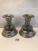 PAIR OF SQUAT PEWTER CANDLESTICKS FROM NORWAY, MYLIVS DESIGNS KRAGERO, 14CM