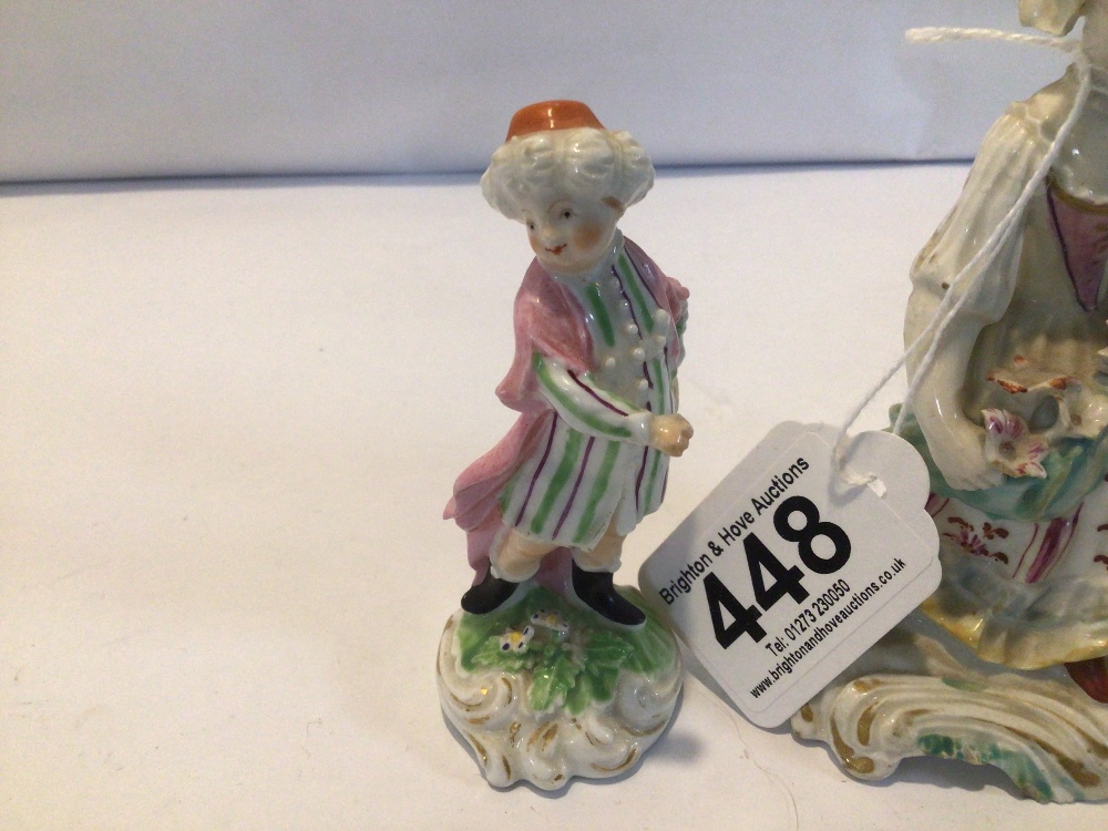 TWO SMALL 18TH CENTURY DERBY PORCELAIN FIGURES- YOUNG GIRL AND EASTERN BOY, THE LARGEST 12CM - Image 4 of 6