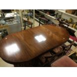 VICTORIAN MAHOGANY EXTENDING TABLE WITH FIVE BAR BACK CHAIRS