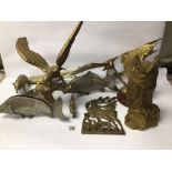 MIXED METAL ANIMAL FIGURES, FISH OWLS, EAGLE AND MORE