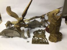MIXED METAL ANIMAL FIGURES, FISH OWLS, EAGLE AND MORE