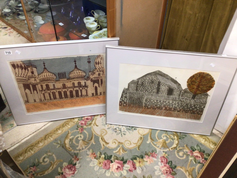 ROBERT TANNER ENGLAND SIGNED ARTIST PROOF (FLINT BARN) AND SIGNED (THE BRIGHTON PAVILION) NO2 SERIES
