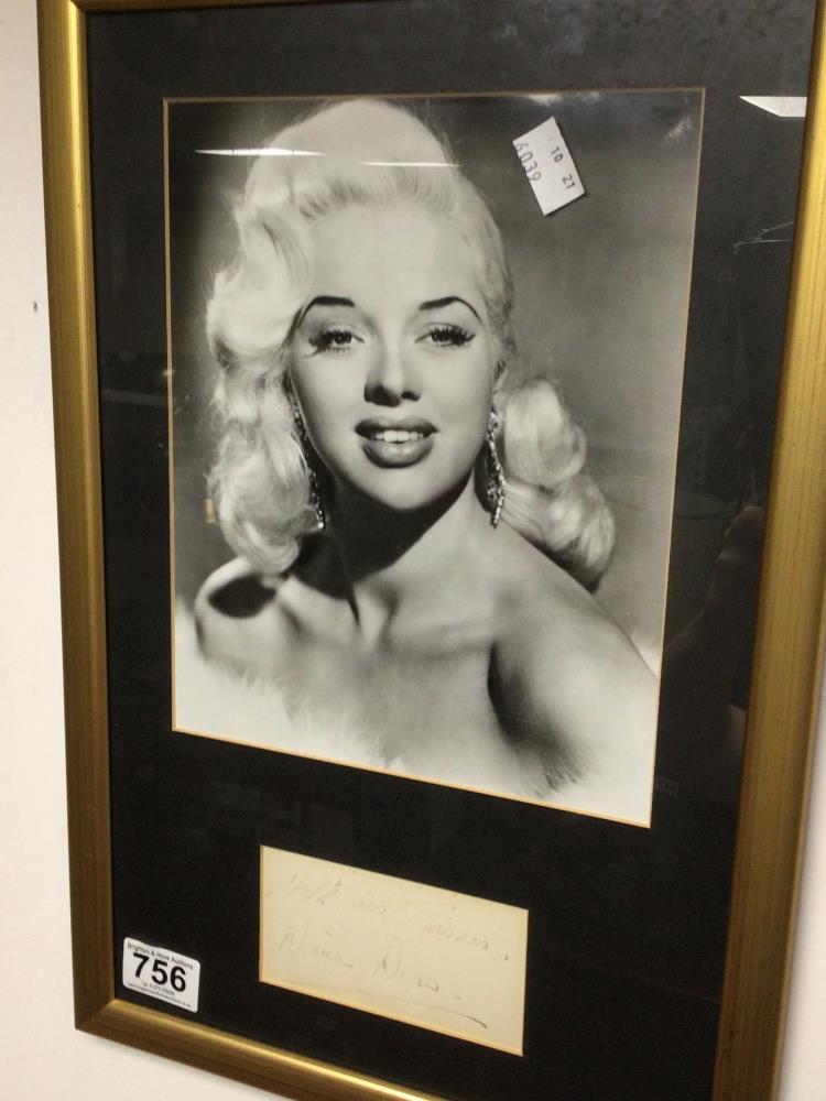 DIANA DORS BLACK AND WHITE PHOTOGRAPH SIGNED 31 X 45CM - Image 2 of 4