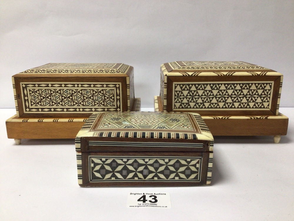 TWO VINTAGE CIGARETTE BOXES ONE BEING MUSICAL ALONG WITH ONE OTHER INLAY BOX - Image 2 of 4