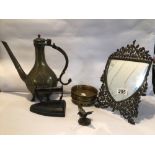 MIXED METAL ITEMS, MIRROR, COFFEE POT AND MORE