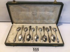 SET OF ELEVEN HALLMARKED SILVER COFFEE SPOONS (CASED) 1948 VINERS OF SHEFFIELD