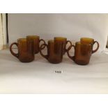 ERIC HOGLAND SWEDISH KOSTA BODA BROWN BEER GLASSES X 6