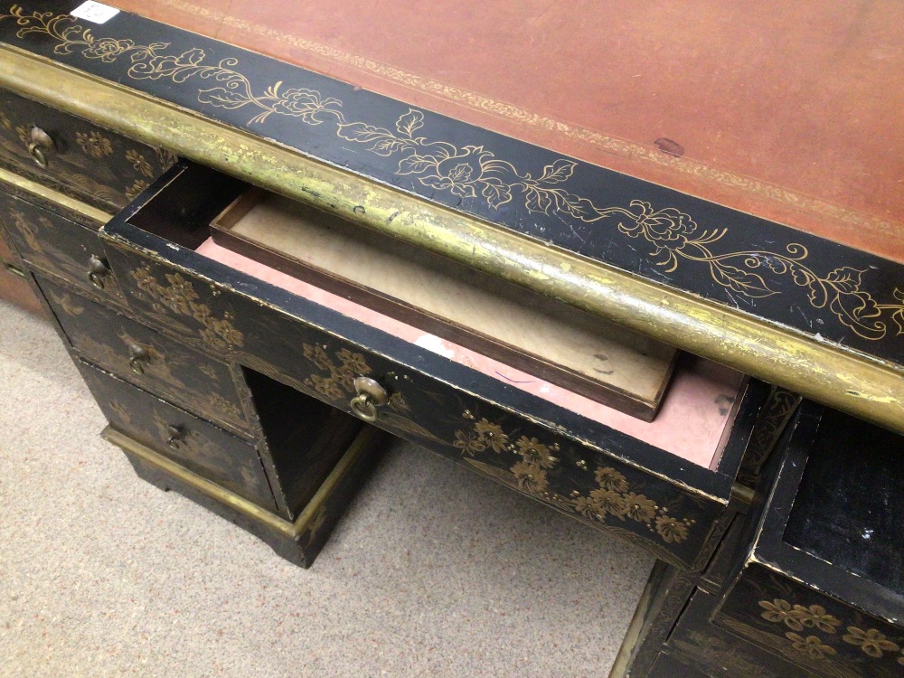 BLACK LACQUERED CHINOSIERE WRITING DESK - Image 5 of 9