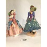 TWO ROYAL DOULTON FIGURINES 'PANTALETTES (HN1362) AND MAYTIME (HN2113) BOTH A/F