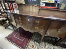 ANTIQUE BOW FRONTED MAHOGANY SIDEBOARD, 94 X 186 X 60CM