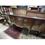 ANTIQUE BOW FRONTED MAHOGANY SIDEBOARD, 94 X 186 X 60CM
