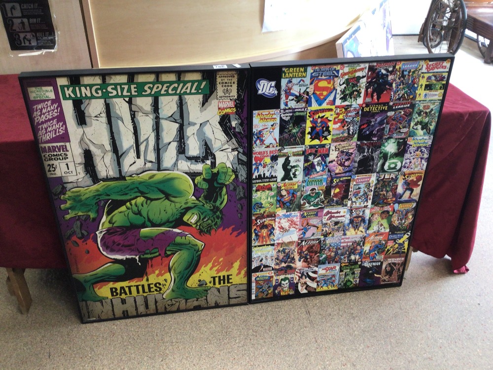 TWO D. C. MARVEL COMIC POSTERS, 93 X 63CM