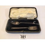 ART DECO 1936 CHRISTENING SET CASED SPOON AND FORK