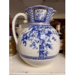 LARGE BLUE AND WHITE VICTORIAN WATER JUG