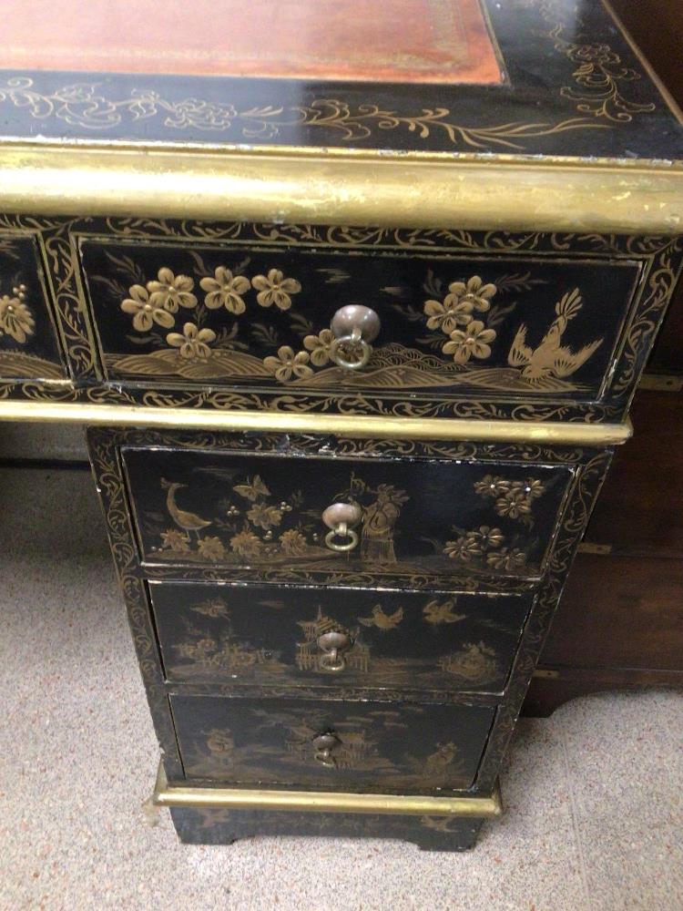 BLACK LACQUERED CHINOSIERE WRITING DESK - Image 9 of 9