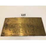 A VINTAGE BRASS SIGN (BLAIRS LIMITED GLASGOW), 20 X 10CM