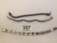 TWO 925 SILVER BRACELETS WITH ONE OTHER