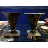 PAIR OF ART DECO STYLE VASES, 21CM