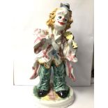 A LARGE PORCELAIN CLOWN FIGURE CAPODIMONTE, DANESE ITALY, 59CM