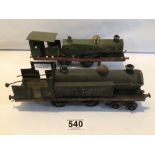 TWO VINTAGE CLOCKWORK TRAINS BOTH A/F