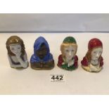 FOUR ROYAL WORCESTER CONNOISSEUR COLLECTION PORCELAIN SNUFFERS OTHELLO, JULIET, TITANIA AND ROMEO