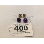 A PAIR OF 14K YELLOW GOLD AMETHYST DROP EARRINGS 8.54GRAMS