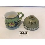 CARLTON WARE PORCELAIN INKWELL WITH A ROYAL WORCESTER CUP