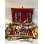 A CANTEEN OF CUTLERY AND LOOSE CUTLERY, FLATWARE INCLUDES KINGS PATTERN